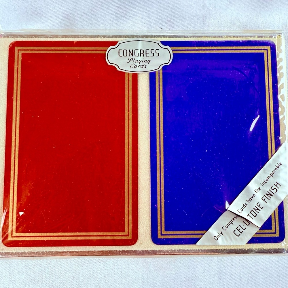 Vintage Congress Playing Card 2 Decks Cel-U-Tone Original Case Pack Red & Blue